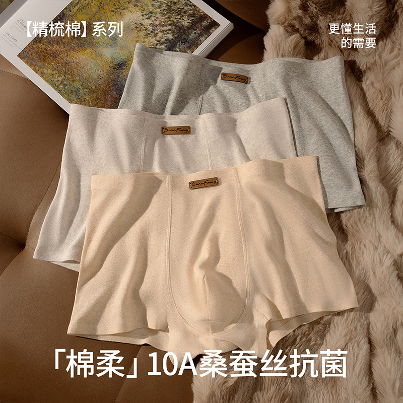 Autumn and Winter Pure Cotton Men's Underwear 2025 New Pure Color Men's Boxer Briefs 10A Antibacterial Crotch Comfortable and Skin-Friendly Shorts
