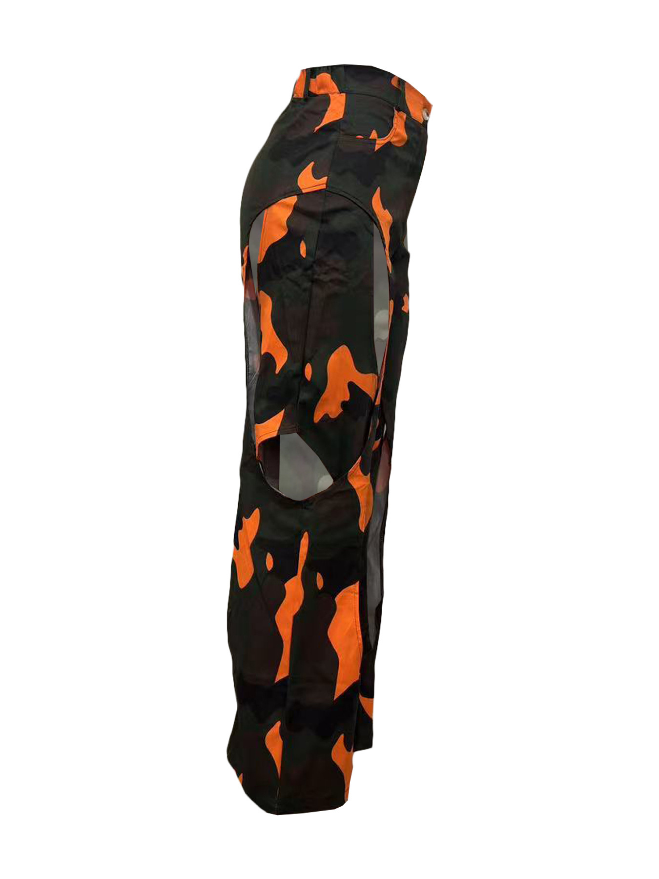 Women's Clothing Ripped Straight Workwear Pants Fashion Digital HD Print Casual American Style Spring Autumn Summer Regular Fit Polyester_ecoleips.com