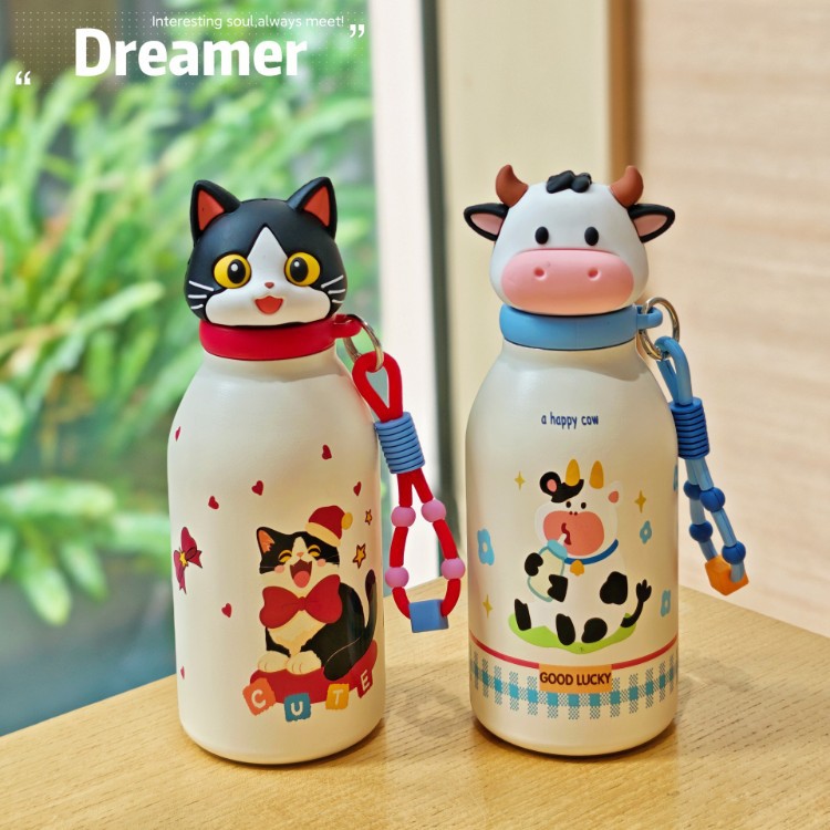 2026 nuevo animal taza de calentamiento lindo taza de perro taza de vaca taza de paja de gato taza de regalo para niños taza