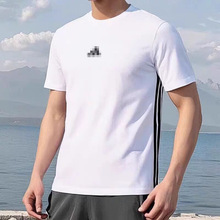 2026夏季新款男士短袖运动休闲T恤三条杠短袖上衣时尚百搭T恤潮流