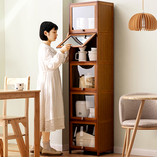 Slit Sideboard Cabinet Storage Cabinet Kitchen Cabinet Storage Rack Tea Side Cabinet Living Room Wall Wine Cabinet Vertical Cabinet Zheng