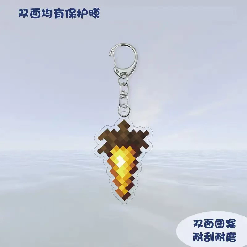 Акриловый брелок (Minecraft) несмертельный тотем и зачарованное золотое яблоко, пиксельный дизайн