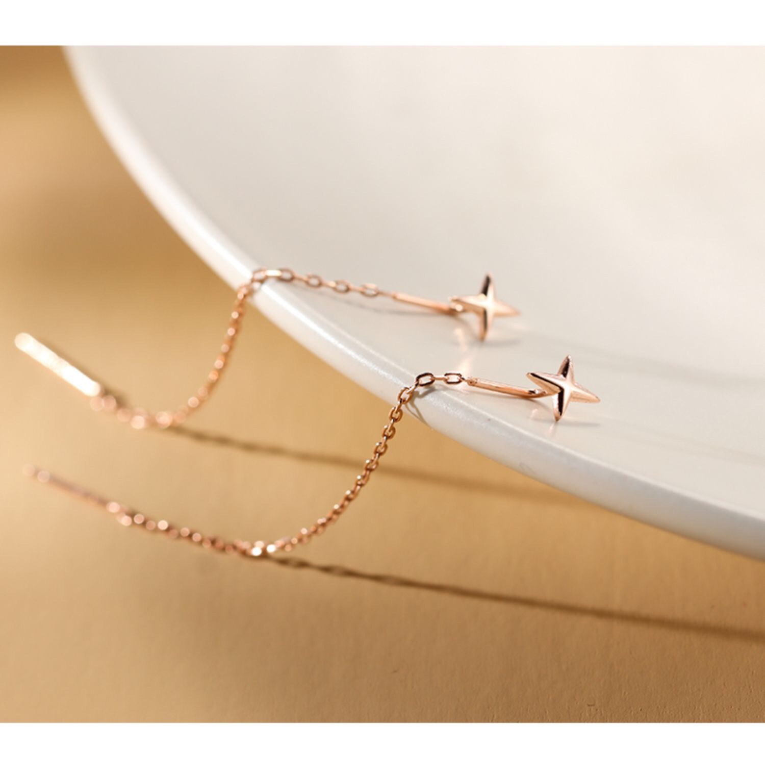 Star Pattern Women's, Unisex Gender 1 Pair 925 Sterling Silver Star Drop Earrings Earrings Ear Line