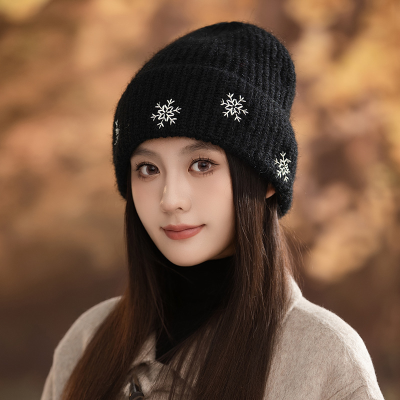 帽子女秋冬布标彩色豆豆针织帽显脸小韩版百搭防寒保暖护耳毛线帽|undefined