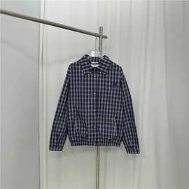 南油高版  miu家贴布绣格纹外套单排扣拼色拼接夹克男女同款宽松