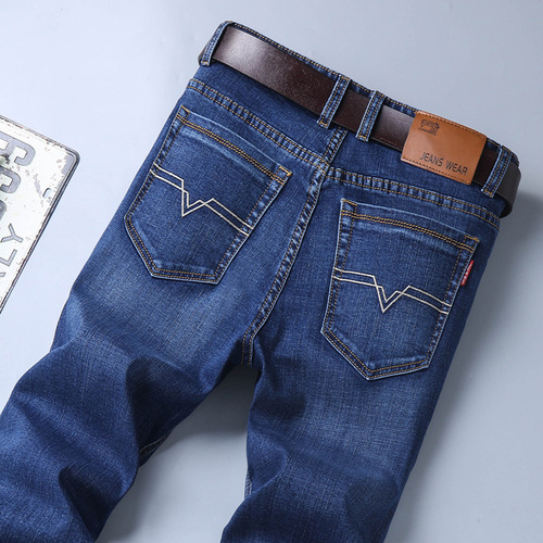 One-stop service 2025 summer thin denim pants men loose straight tube elastic slimming men's casual long pants men's wear 