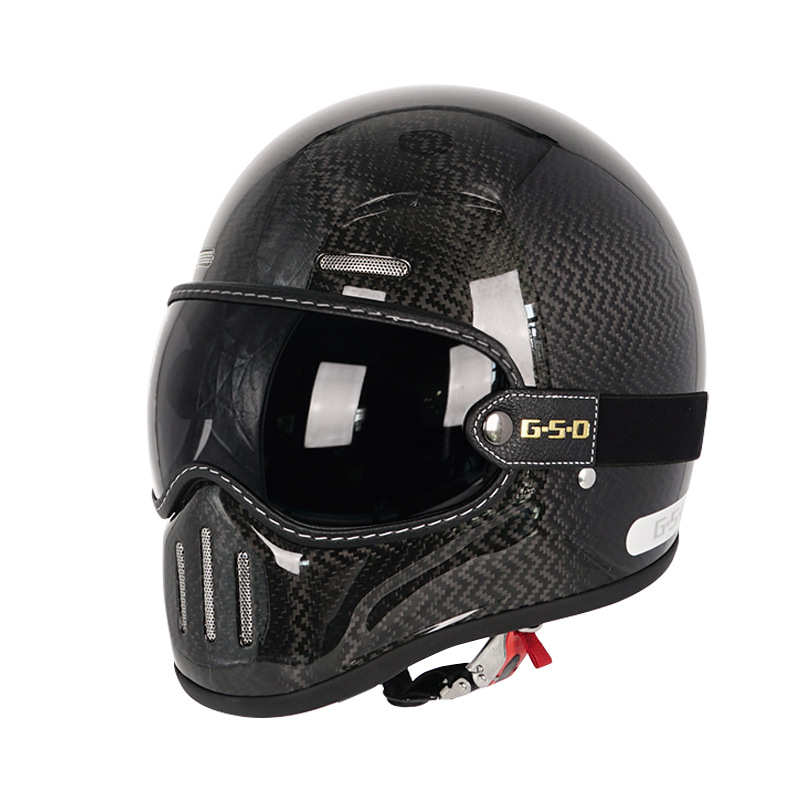 Retro Motorcycle Full, Motuoche Motosiklet kaskı (dəbilqə) - wave-pattern-black-tea-visor-m55-56
