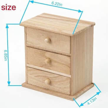 Mini caja de almacenamiento de madera de escritorio, artesanía de madera, cajón de tres capas, acabado de artículos diversos, caja de almacenamiento de accesorios hechos a mano de bricolaje