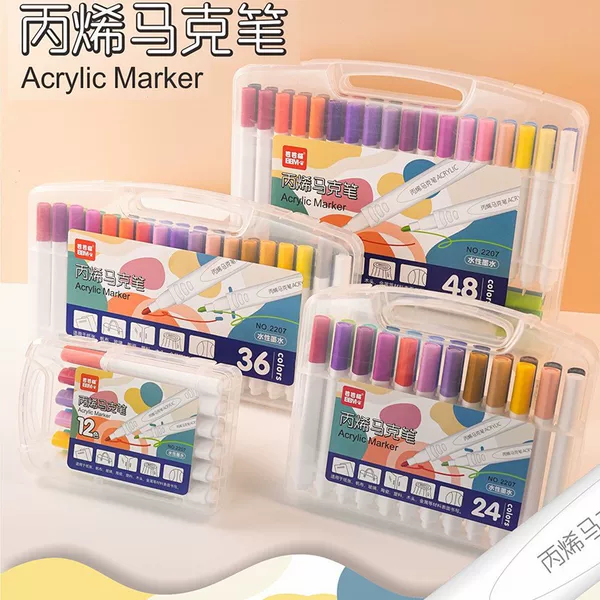 Acrylic Marker Set Custom Triangular Watercolor Pen Painting Set Children's Graffiti Pens Non-Transparent and Stackable Colors