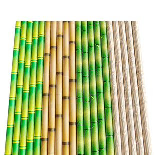 Spot color paper straw party drink decoration Kraft paper straw disposable drink straw fresh green bamboo