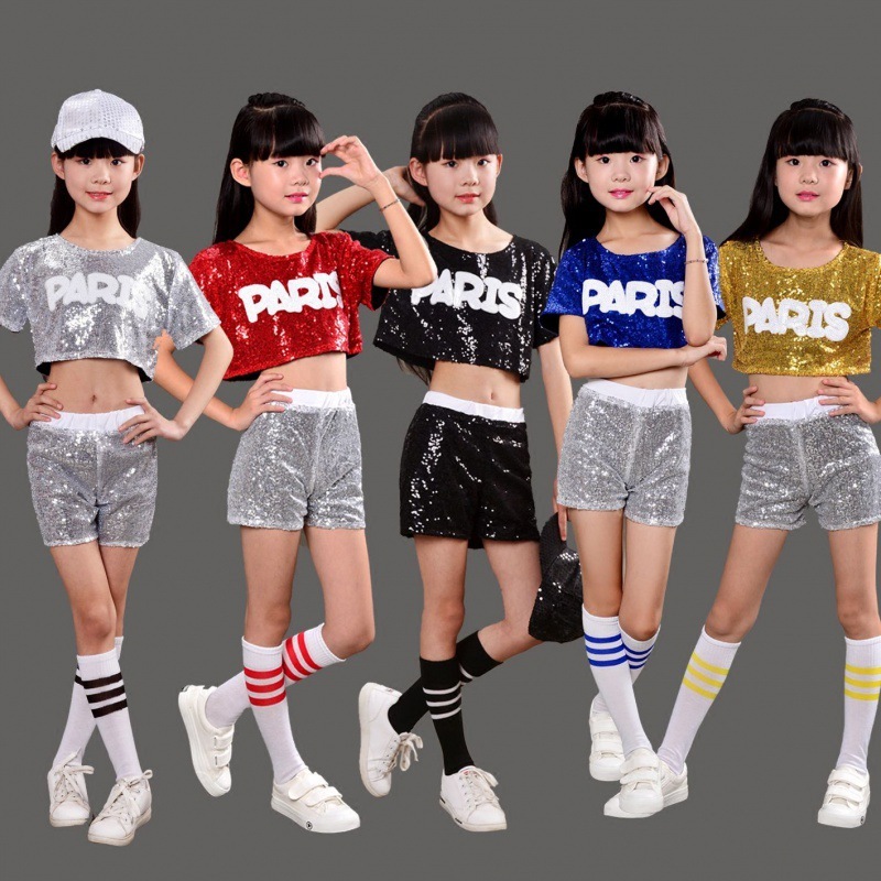 Children's Jazz Dance outfits glitter Sequin Cheerleading party Team ...