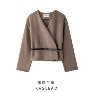 2024 New Autum Women's Clothing European and American Style Soft V-Neck Long-Sleeved Jacket with Belt 1255837