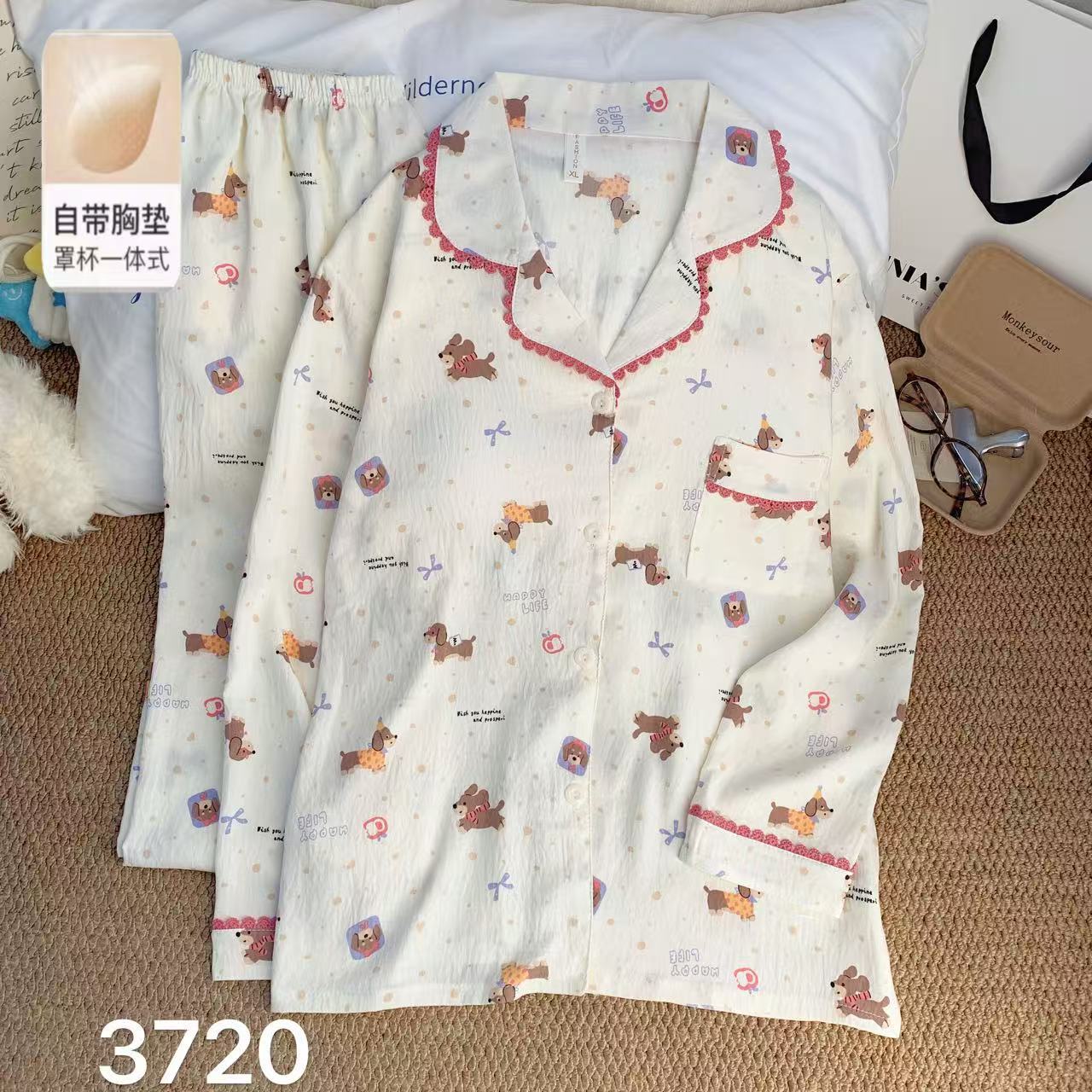 Algodón suave al por mayor transfronterizo nube nuevo pijama de mujer de verano pantalones cortos de mangas cortas estudiantes cardigans delgado cubierta de ropa para el hogar