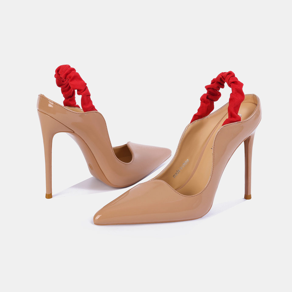 Giày cao gót nữ mũi nhọn gót siêu cao phong cách Âu Mỹ, cỡ lớn — Màu be, màu đen chi tiết 3