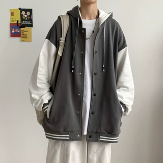 2022春季新款男士港风卫衣ims圆领宽松夹克外套恤潮男连帽棒球服