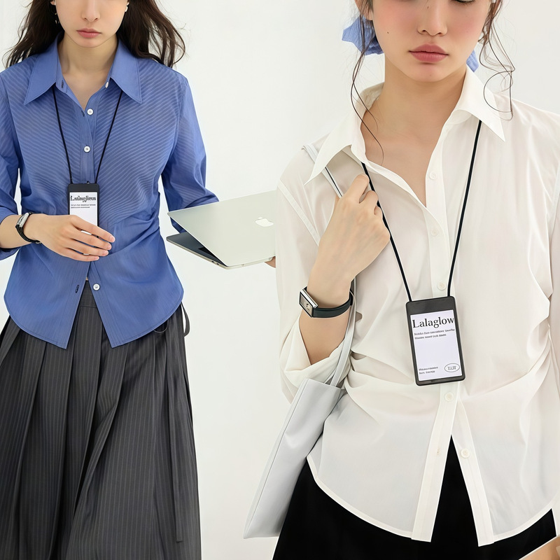 Lalglow Fashionable Preppy Style Vintage Slim-Fit Long-Sleeve Shirt Top