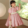 Summer dress, small princess costume with bow, puff sleeves, with embroidery, Lolita style, tutu skirt