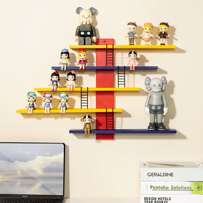 Wall-Mounted Minifigure Display Stand, Handmade Mondrian Frame, 63×36.5 cm