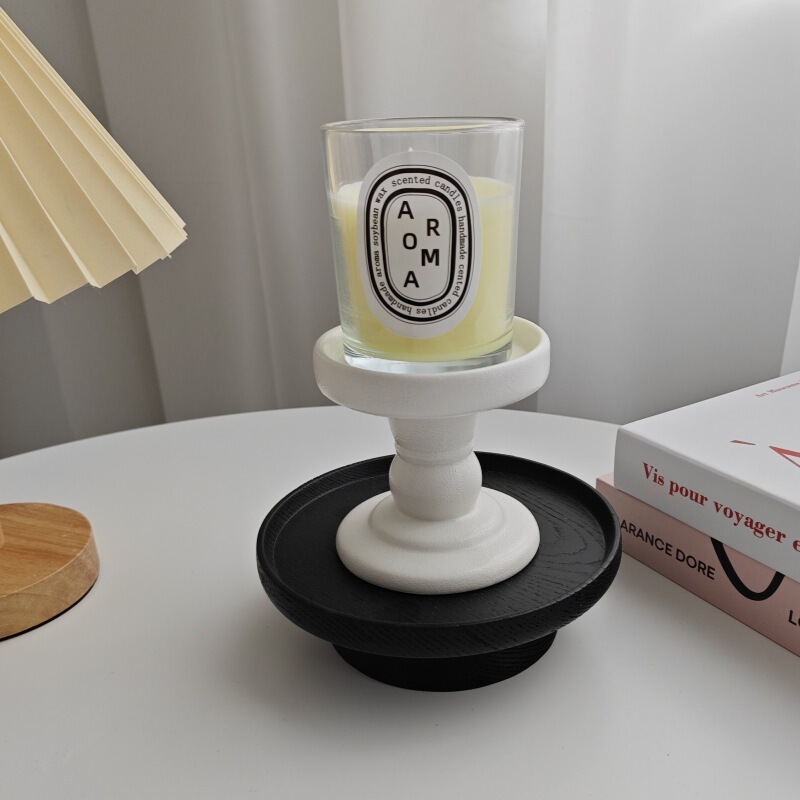 Casual Ceramic Candlestick Aromatherapy Essential Oil Candle Candlelight Dinner Shooting Props Retro Decorative Ornaments Pure White