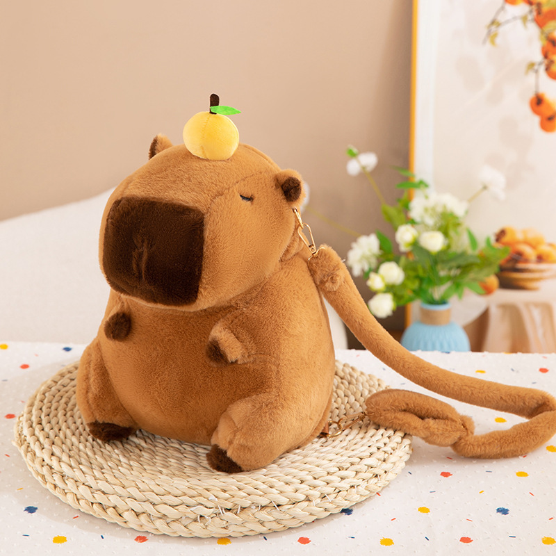 In-Stock Orange Capybara Backpack Animal Plush Bag Capybara Doll Large Capacity Redemption Gift Wholesale In-Stock Orange Capybara Backpack Animal Plush Bag Capybara Doll Large Capacity Redemption Gift Wholesale