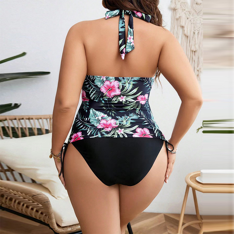 Full Coverage Bra Cup Women's Gender Women's Ditsy Floral 2 Pieces Set Plus Size Swimwear Swimwear
