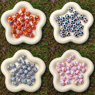 (Cross-border trading), basketball acrylic round beads with letters, accessory, mobile phone, rollerball pen, European style, DIY