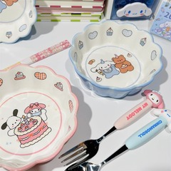かわいい漫画の食事の碗のins風の家庭の個性の陶磁器の食器の高い顔の値の熊のウサギの小さい碗のサラダの皿