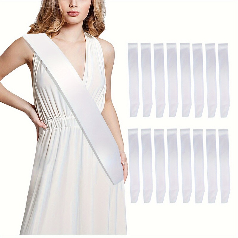 Cross-Border Plain White Satin Ribbon Etiquette Sash, Blank Etiquette Shoulder Sash, Party Blank Shoulder Sash