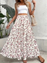 E 43266 Elegant Floral Midi Skirt ӡ������ȹ �羳�W��