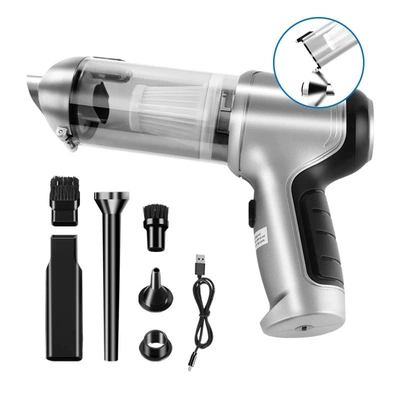 Car Vacuum Cleaner Suction and Blowing All-In-One Brushless Dual-Purpose Car Cross-Border Handheld Wireless Large Suction Car Multi-Function (Tozsoranlar) - metallic-silver-standard-7-accessories-brushless-motor-4000mah-one-click-dust-reverse-compartment