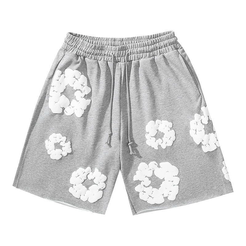 Denim Tears Cotton Wreath Sweat Shorts Puff Print Grey