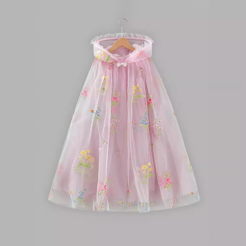 Ladies' Summer New Hanfu Embroidered Cape for Girls - Ethereal Retro Ethnic Style Baby Shawl Cape - Dropshipping One Piece