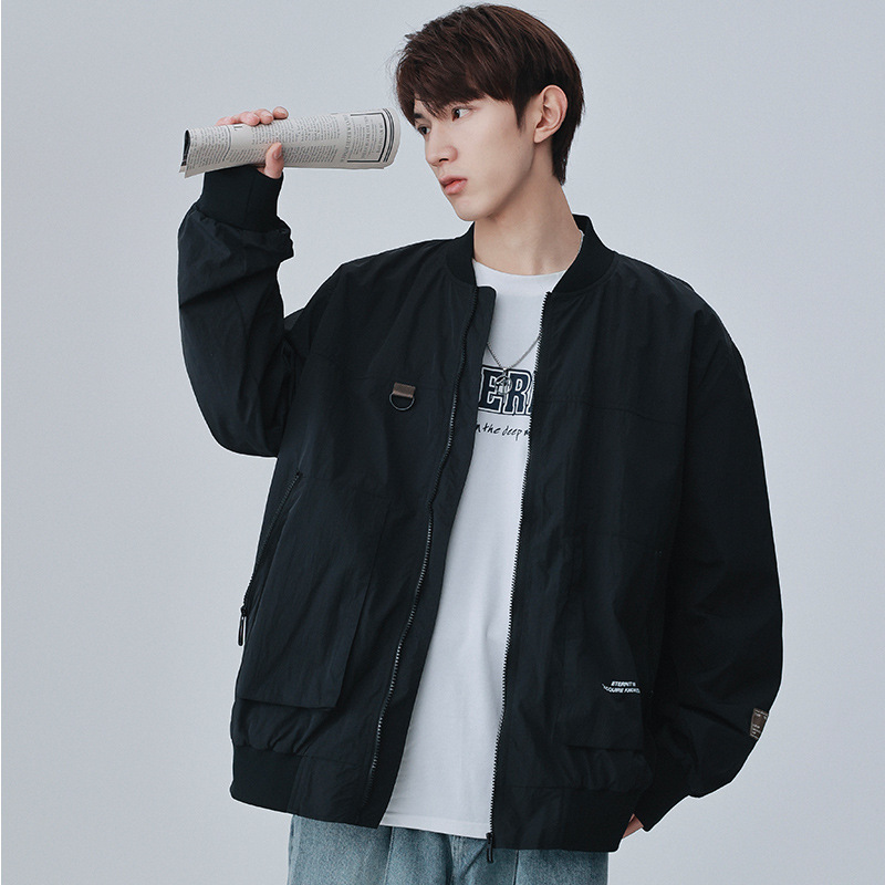 Calle Hip Hop Función Viento Bolsillo Béisbol Chaqueta Hombre Chaqueta Suelta Casual de pareja 23003