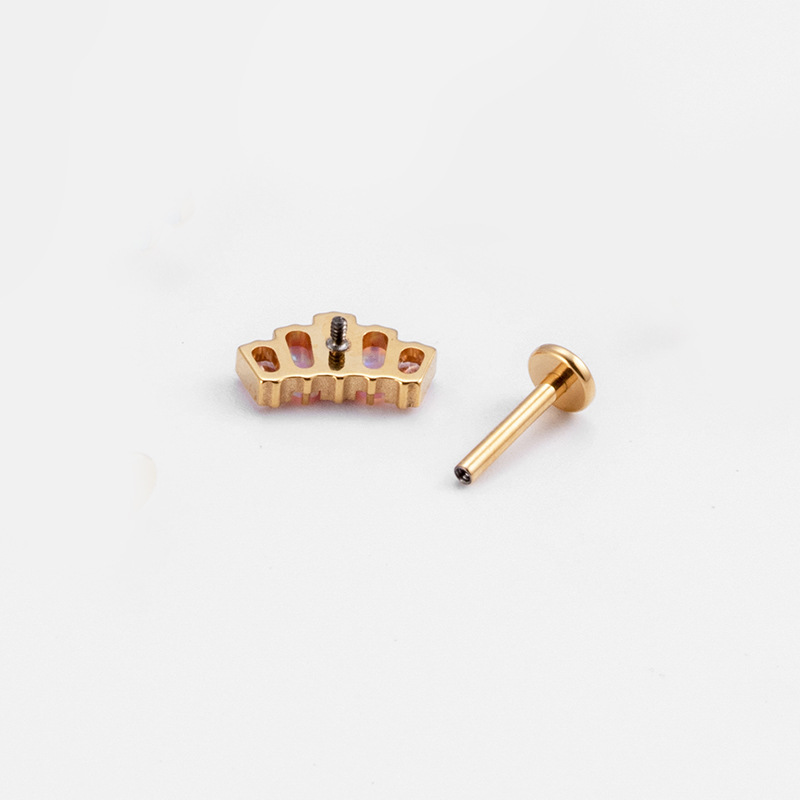 Crown, Rectangle Pattern 1 Piece Ear Cartilage Rings & Studs Fashion Crown Rectangle Pure Titanium Inlay Gem