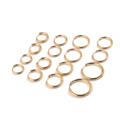 Earrings, titanium steel earrings, thick and fine coils, vacuum electroplated circles, stainless steel earrings, factory direct sales