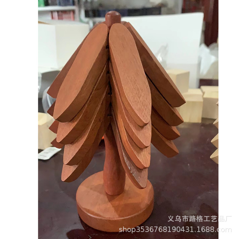 Una almohadilla de taza de árbol, almohadilla de aislamiento térmico de escritorio de la sala de estar, almohadilla de taza de té de madera, cafetera, adornos artesanales