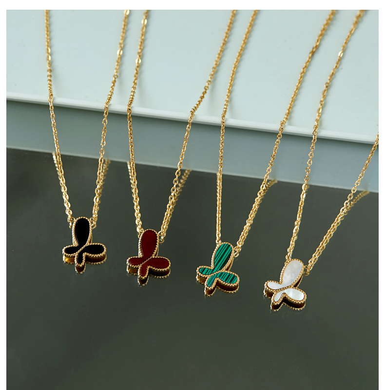 10g Weight Vacuum Plating Gold Plating Process 18K Gold Plated Plating Material Titanium Steel 18K Gold Plated Simple Style Plating Butterfly Turquoise Fritillary Bracelets Necklace