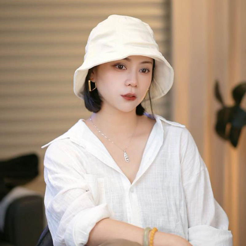 灯芯绒渔夫帽女2025新款复古褶皱遮阳盆帽秋冬季百搭显脸小水桶帽|undefined