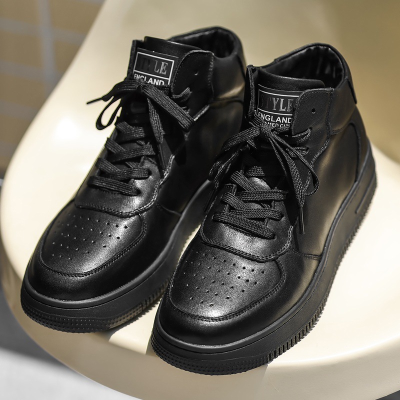 [Capa de piel de vaca] 2025 nuevo cuero de la Fuerza Aérea No. 1 versátil transpirable suela gruesa zapatos deportivos casuales aumentados