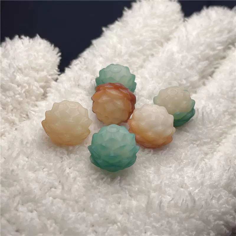 绿菩提根莲花雕刻炭烧五层莲花钥匙扣风化DIY吊坠星月菩提配饰