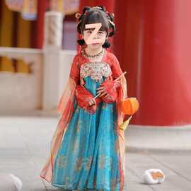 2025秋季新款女童汉服新款中国风儿童超仙古装长袖襦裙中秋连衣裙