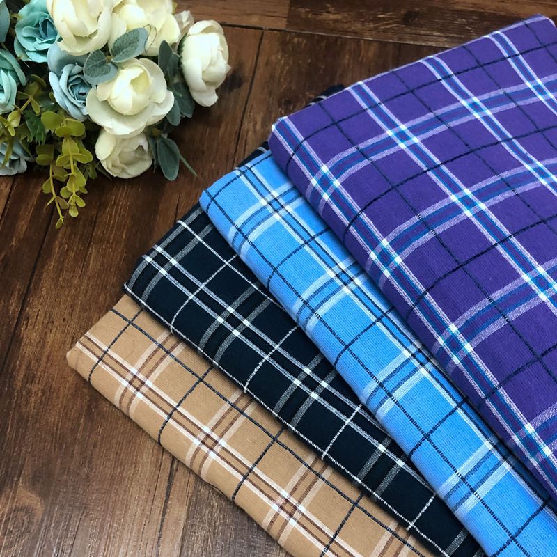 Cotton cloth 2021 new pattern Purplish blue Apricot lattice Fabric wholesale