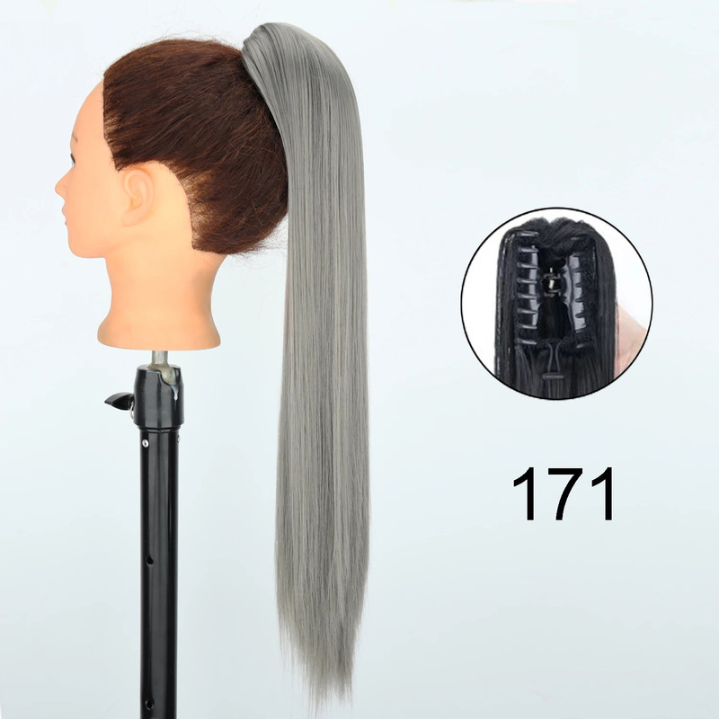 22inch 爪クリップストレートヘアポニーテール化学繊維かつら女性ロングストレートふわふわハイポニーテール|undefined