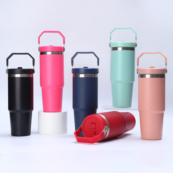 Cross-Border Portable 30oz Car Cup Large Capacity Flip-Top Straw Ice Cup Household 304 Stainless Steel Thermos Cup