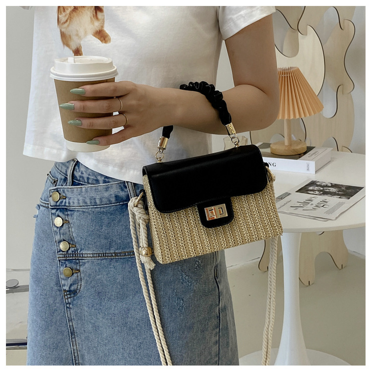 Square Shape Medium Size Women's Medium All Seasons Straw Fashion Straw Bag