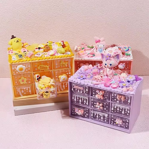 Cream glue storage box diy nine-square grid jewelry box handmade material package guka shelf desktop toys