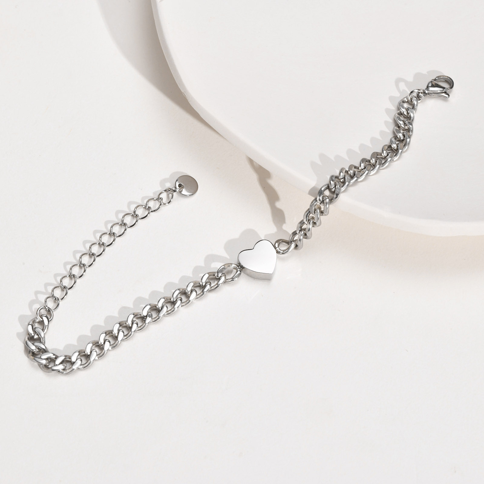 Bracelets Classification Wholesale Jewelry Simple Style Heart Shape 201 Stainless Steel Plating Stainless Steel Rings