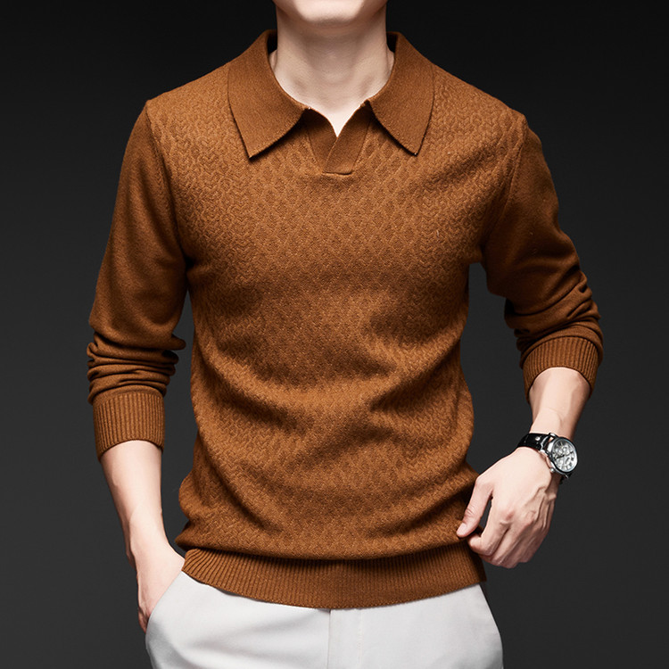 Suéter de cuello de gaviota transfronterizo para hombres otoño y invierno nuevo collar de color sólido overhead grueso camiseta de punto de moda suelta