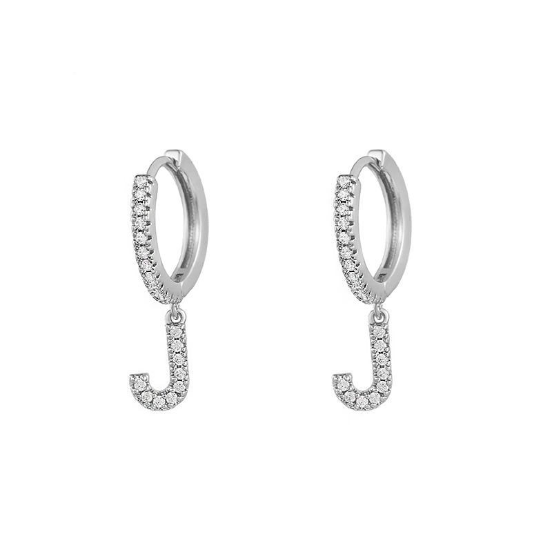 Copper Material 1 Pair Retro Letter Copper Inlay Zircon Drop Earrings