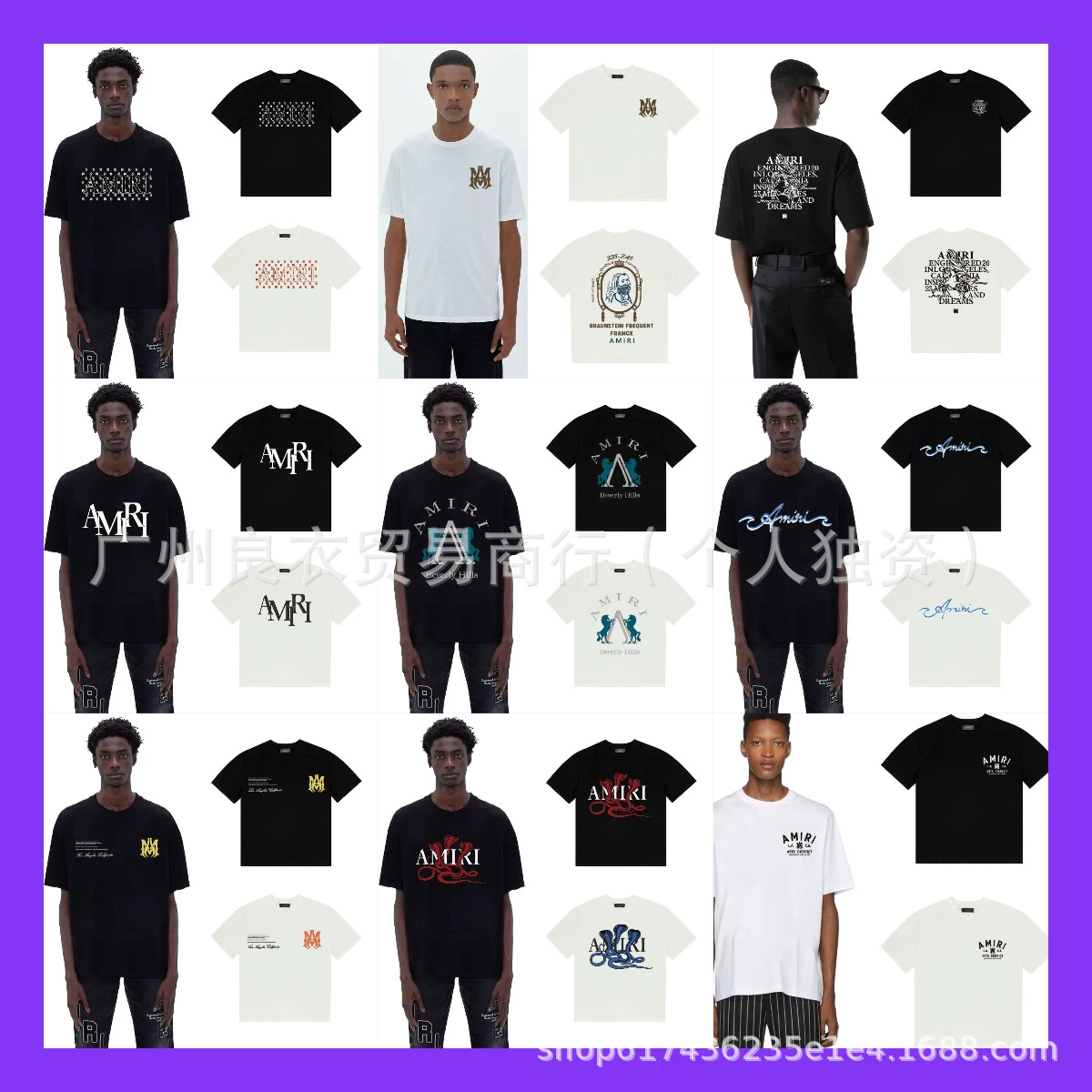 Оптовые трансграничные европейские и американские короткие рукава из серии Amir, модный брендовый стиль, свободные унисекс футболки.